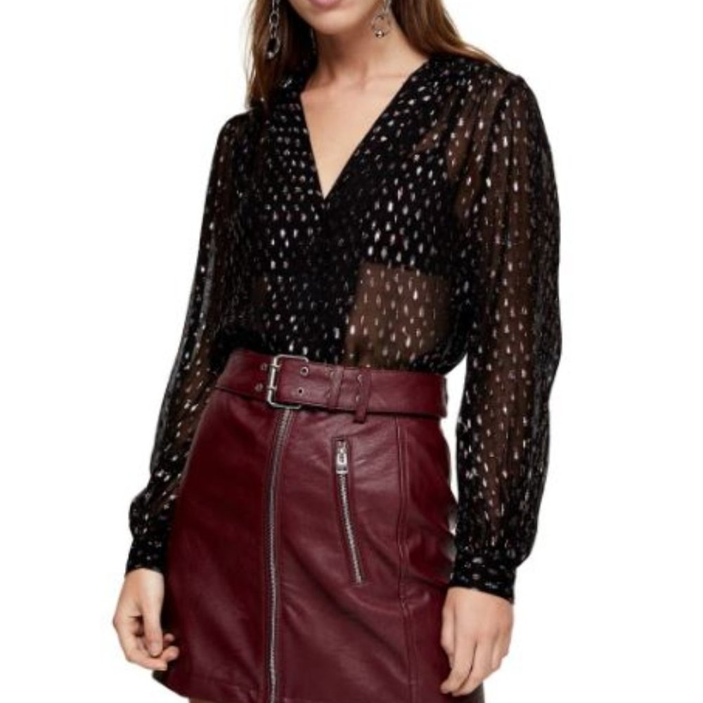 Topshop Metallic Multi Color Blouse